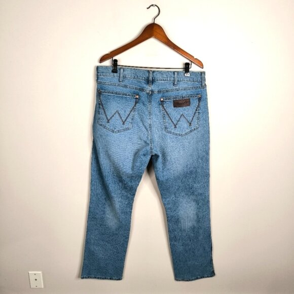 Wrangler Retro Western Cowboy Country Slim Straight Jeans 35x32 - Picture 3 of 8